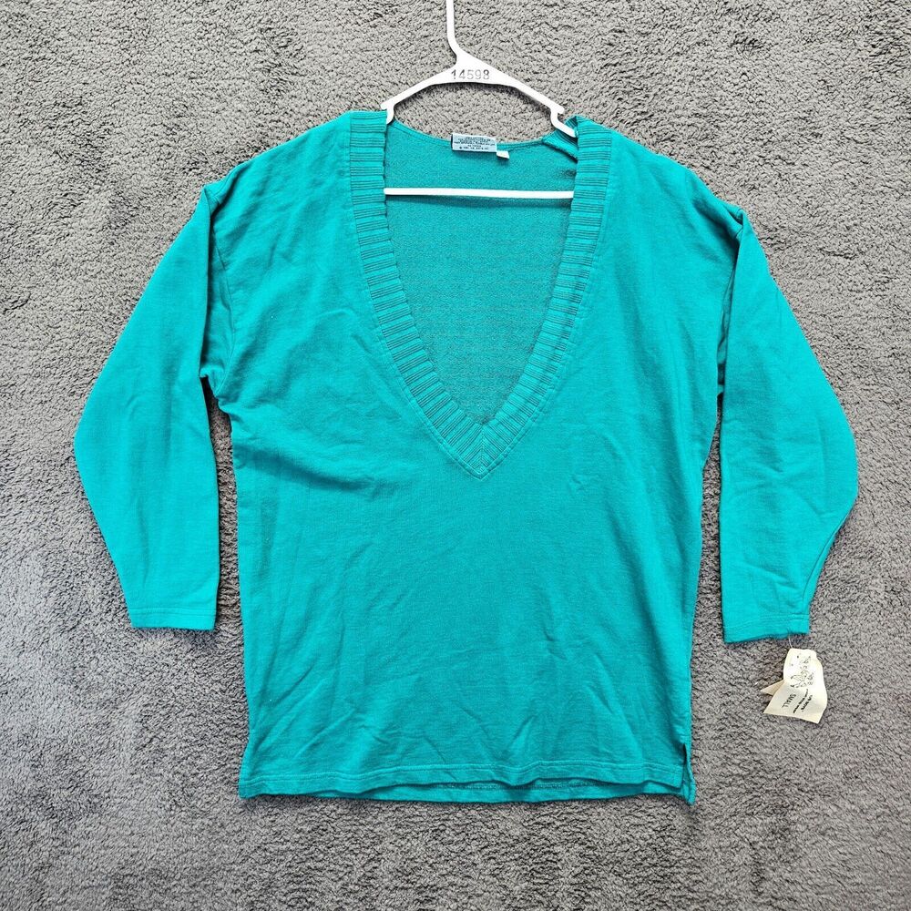 US‎ Boys Non Stopwear Sweater Womens Size Small Teal Low V-Neck
